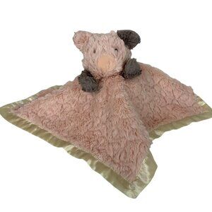 Mary Meyer Pink Pig Lovey Blanket Plush Satin Trim Polyester Baby Comforter